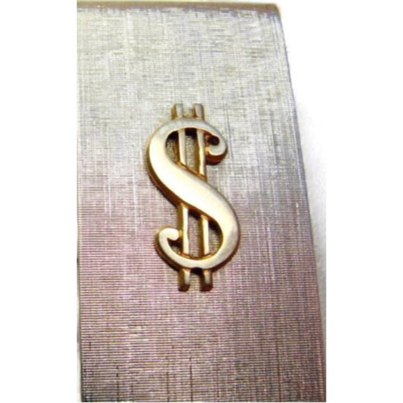 Vintage Money Clip Small Dollar Sign Wallet Credit Card Cash Holder Silver Tone - Picture 1 of 7